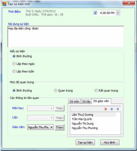 thời khóa biểu TKB Man Viewer dành cho hiệu trưởng