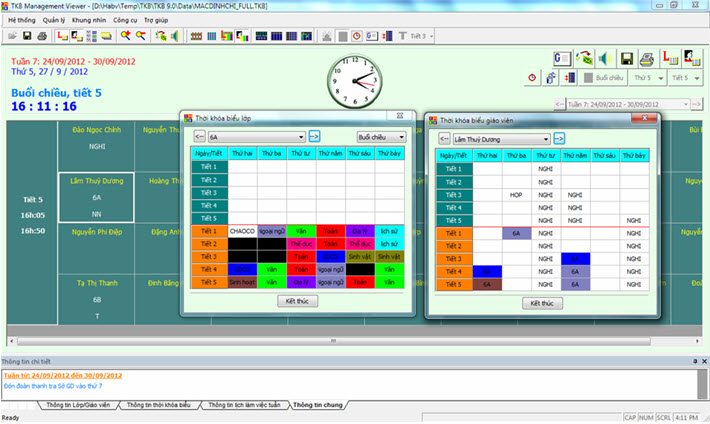 thời khóa biểu TKB Man Viewer dành cho hiệu trưởng